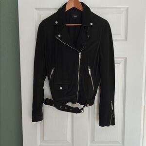 DKNY Black leather suede Moto Jacket